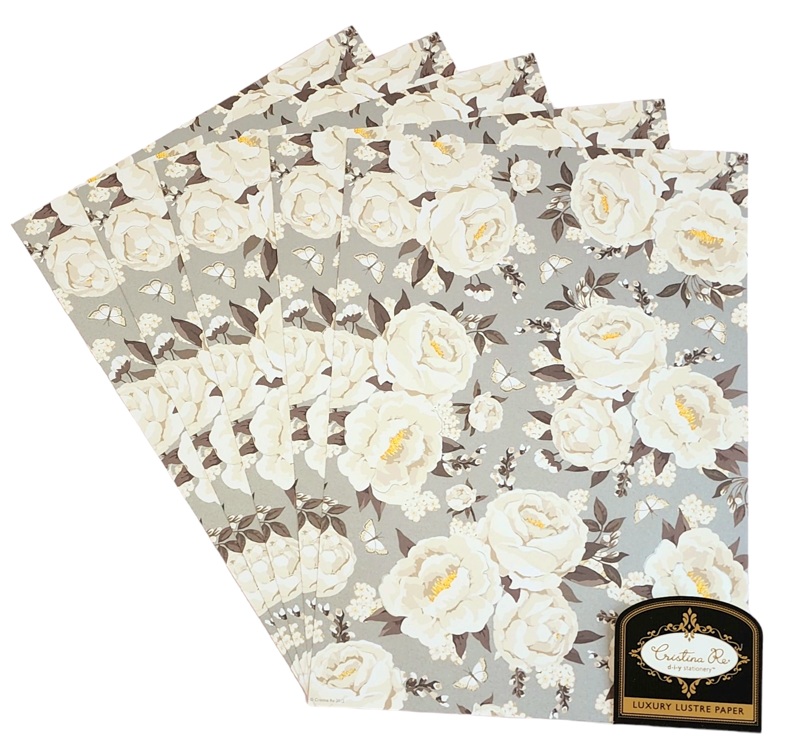 Cristina Re - A4 Paper - Pearl Peonies (5 Pack)