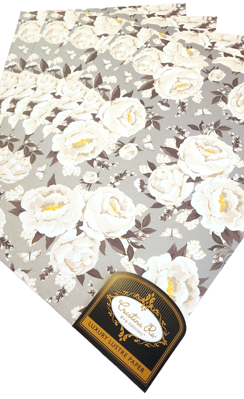Cristina Re - A4 Paper - Pearl Peonies (5 Pack)