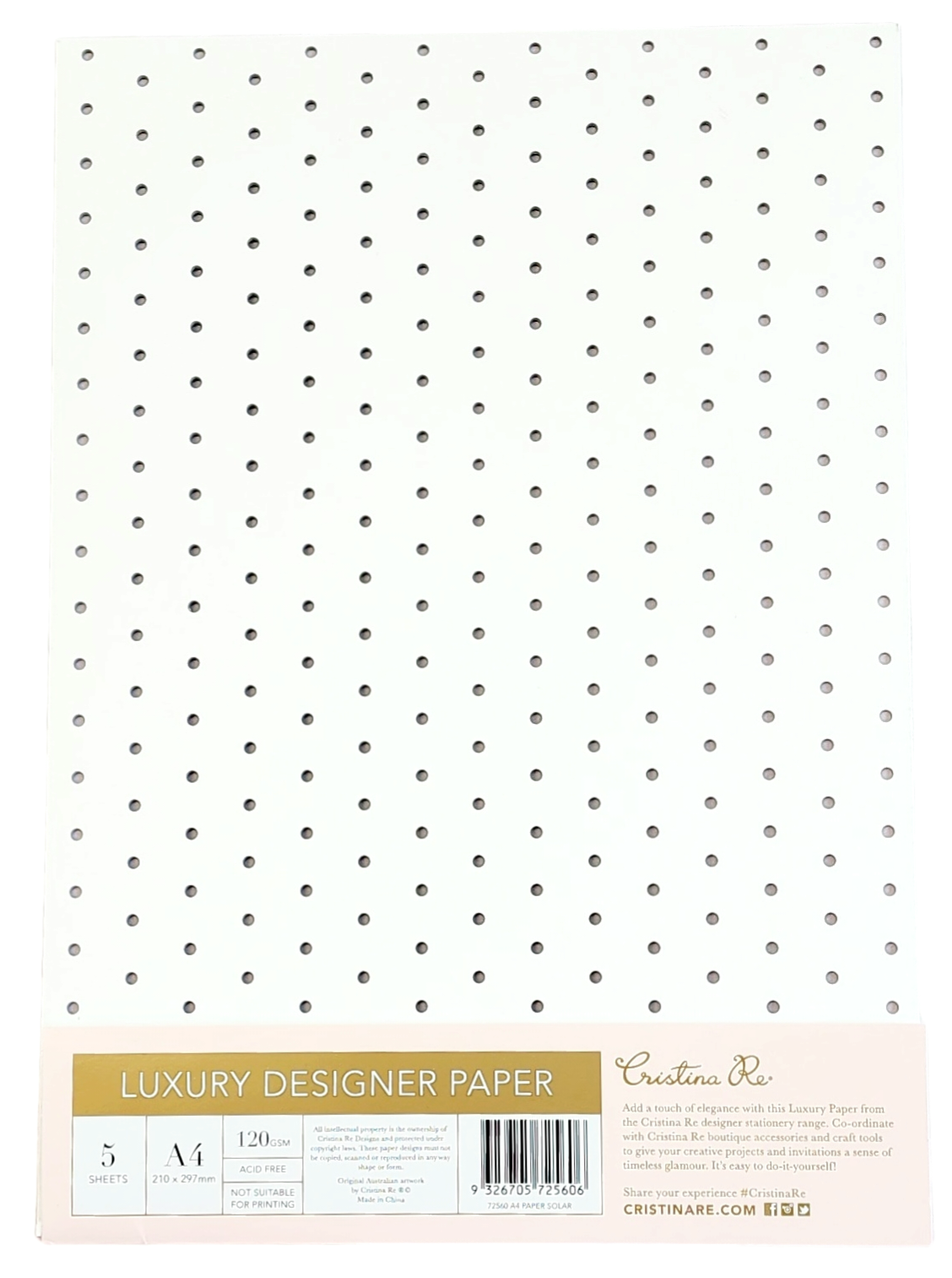 Cristina Re - A4 Paper - Solar Two Sided Perforated (5 Pack)