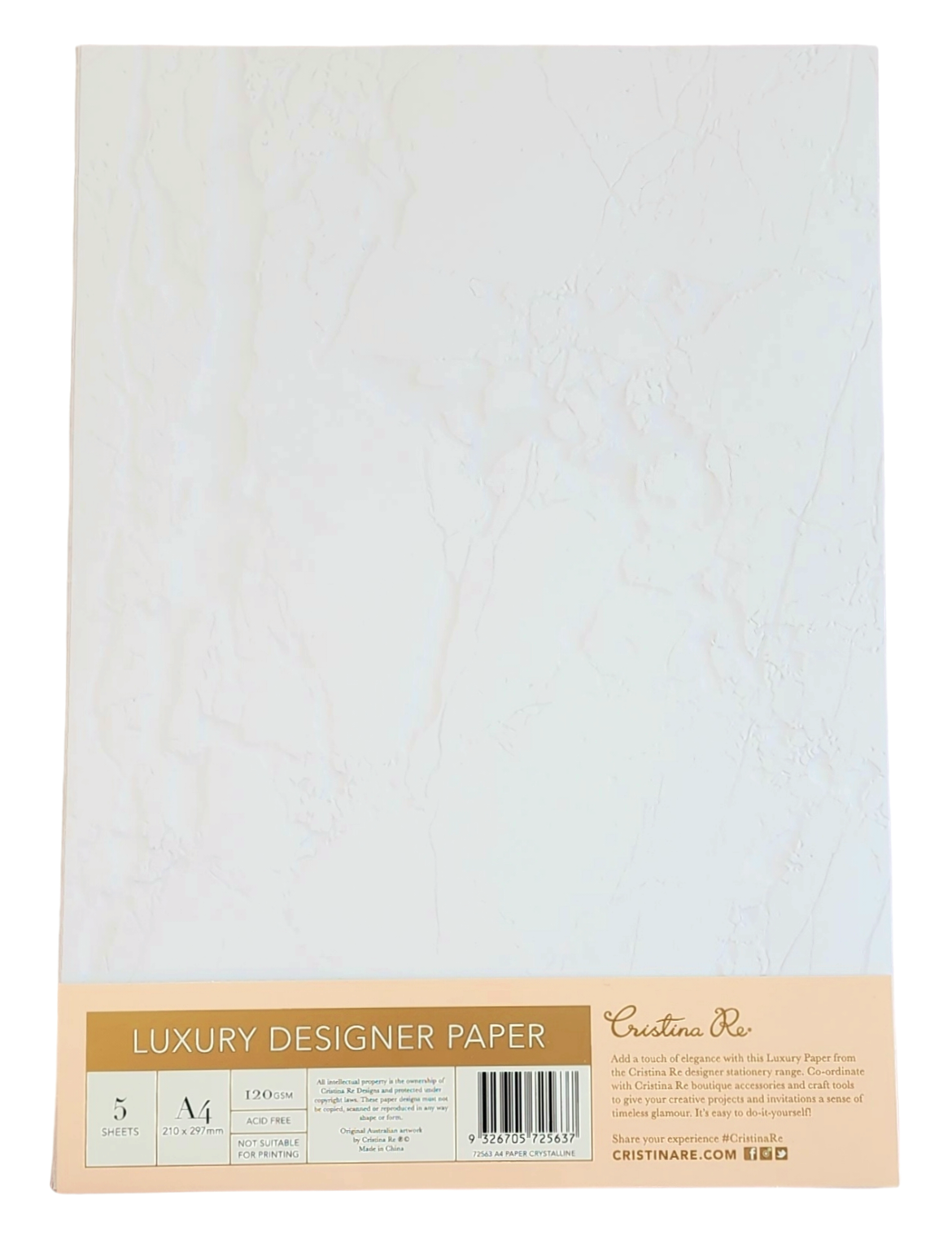Cristina Re - A4 Paper - Crystalline Gold Embossed (5 Pack)