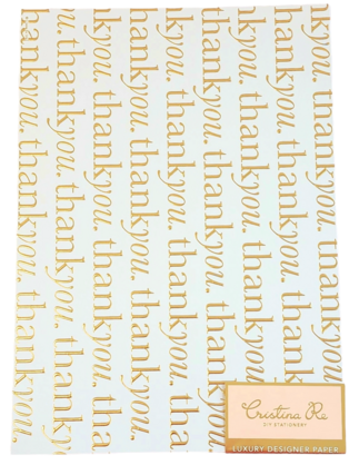 Cristina Re - A4 Paper - Thank You Gold (5 Pack)