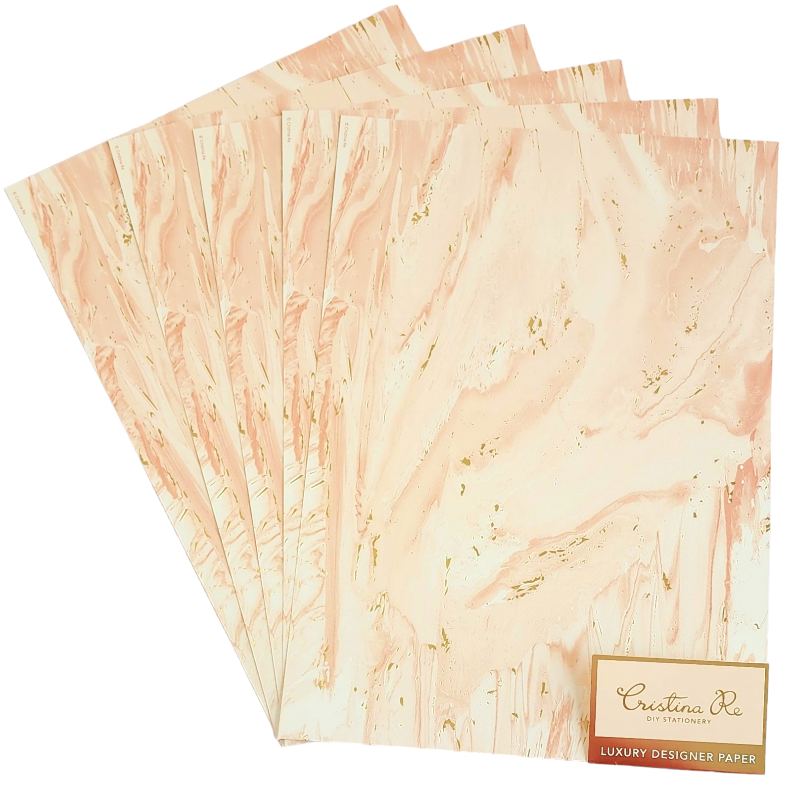 Cristina Re - A4 Paper - Pink Marble Gold (5 Pack)
