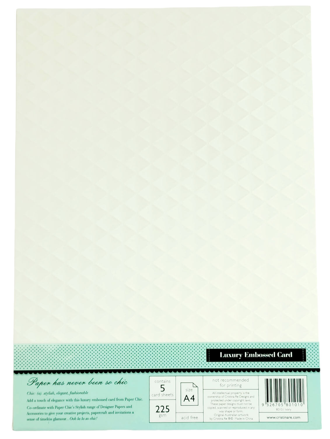 Cristina Re - A4 Paper - Embossed - Ivory (5 Pack)