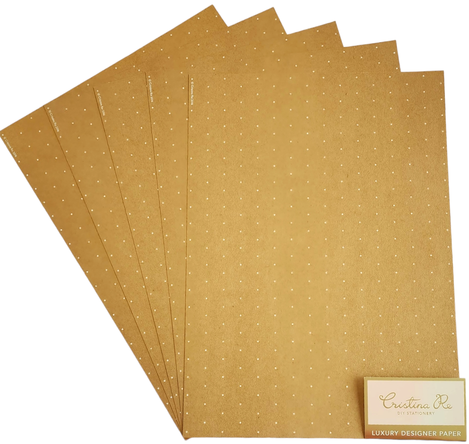 Cristina Re - A4 Paper - Petite Polka Natural (5 Pack)