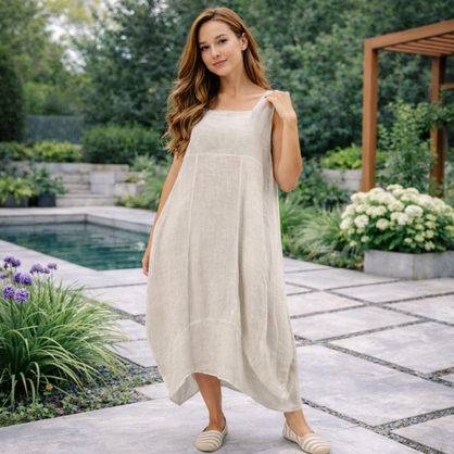 6381  ITALIAN LINEN DRESS- 3 COLOURS