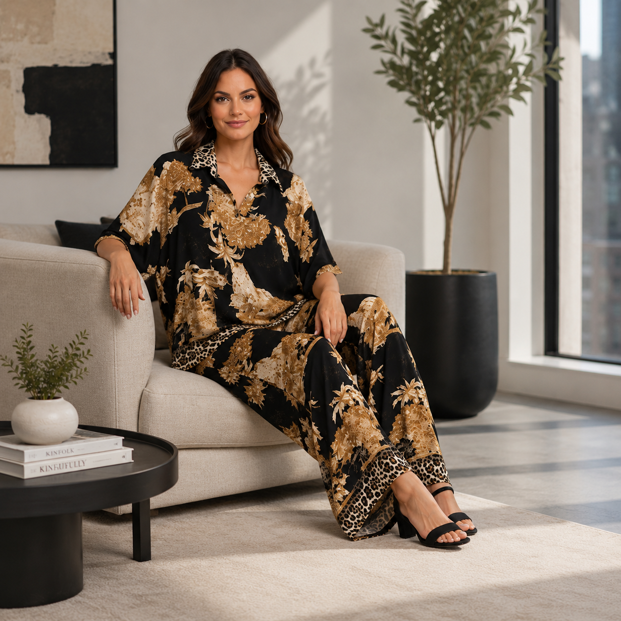 6769 6770 BLACK ITALIAN VISCOSE SET