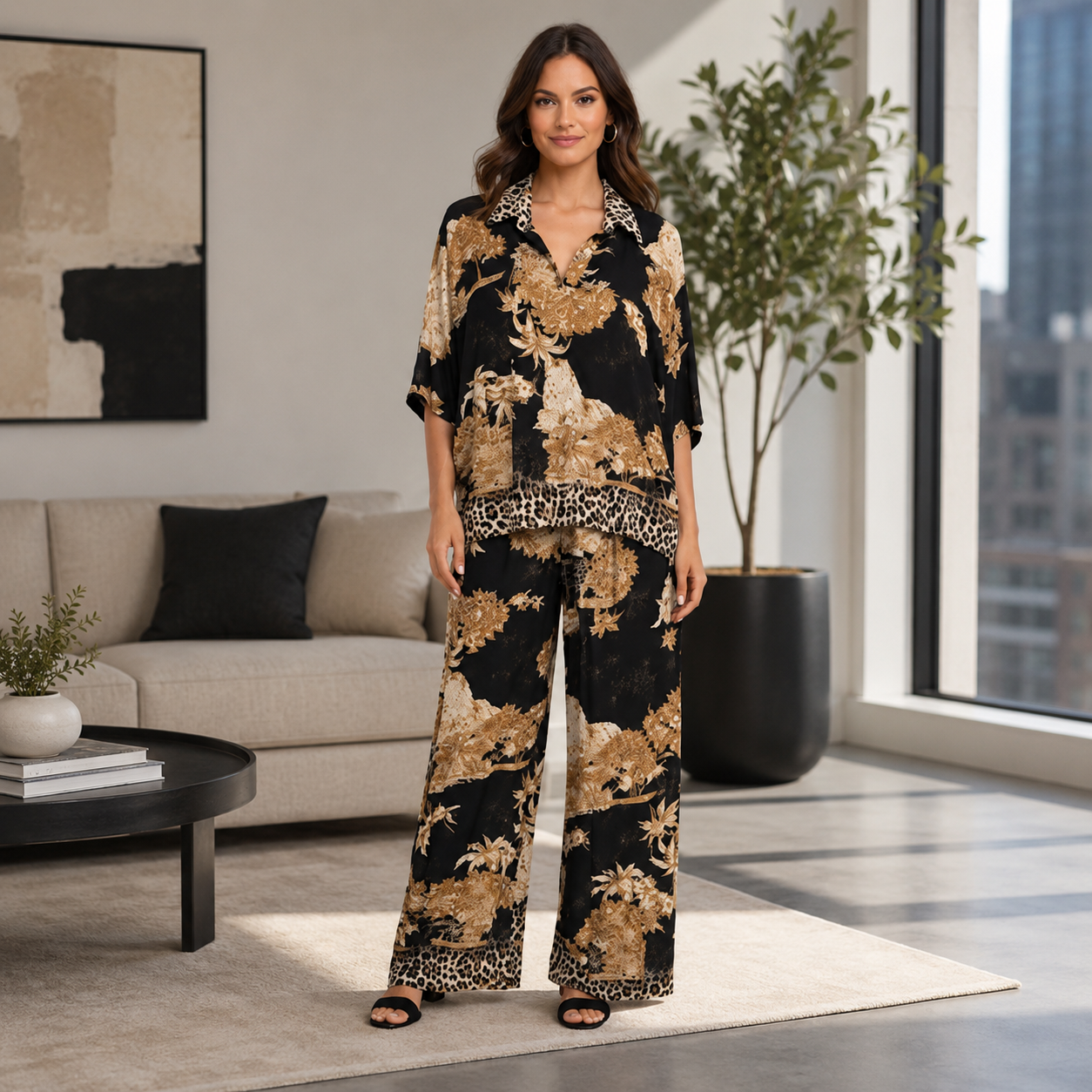 6769 6770 BLACK ITALIAN VISCOSE SET