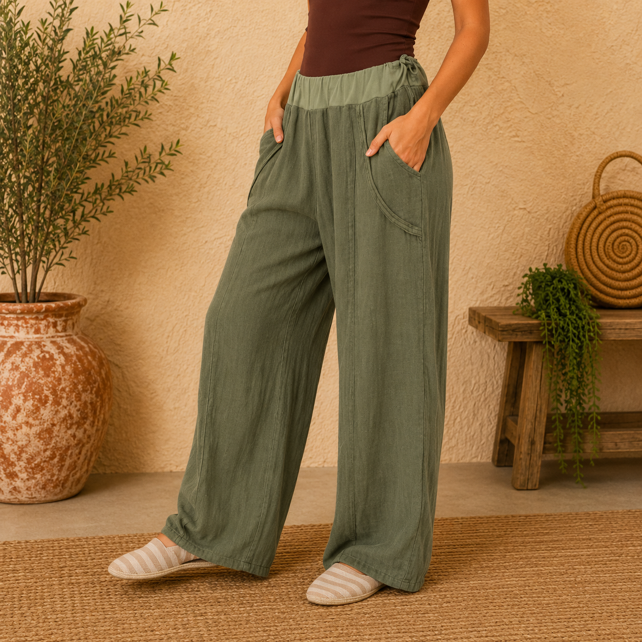 Wholesale 6372 ITALIAN LINEN PANTS- 3 COLOURS - VERA MAY - Fieldfolio