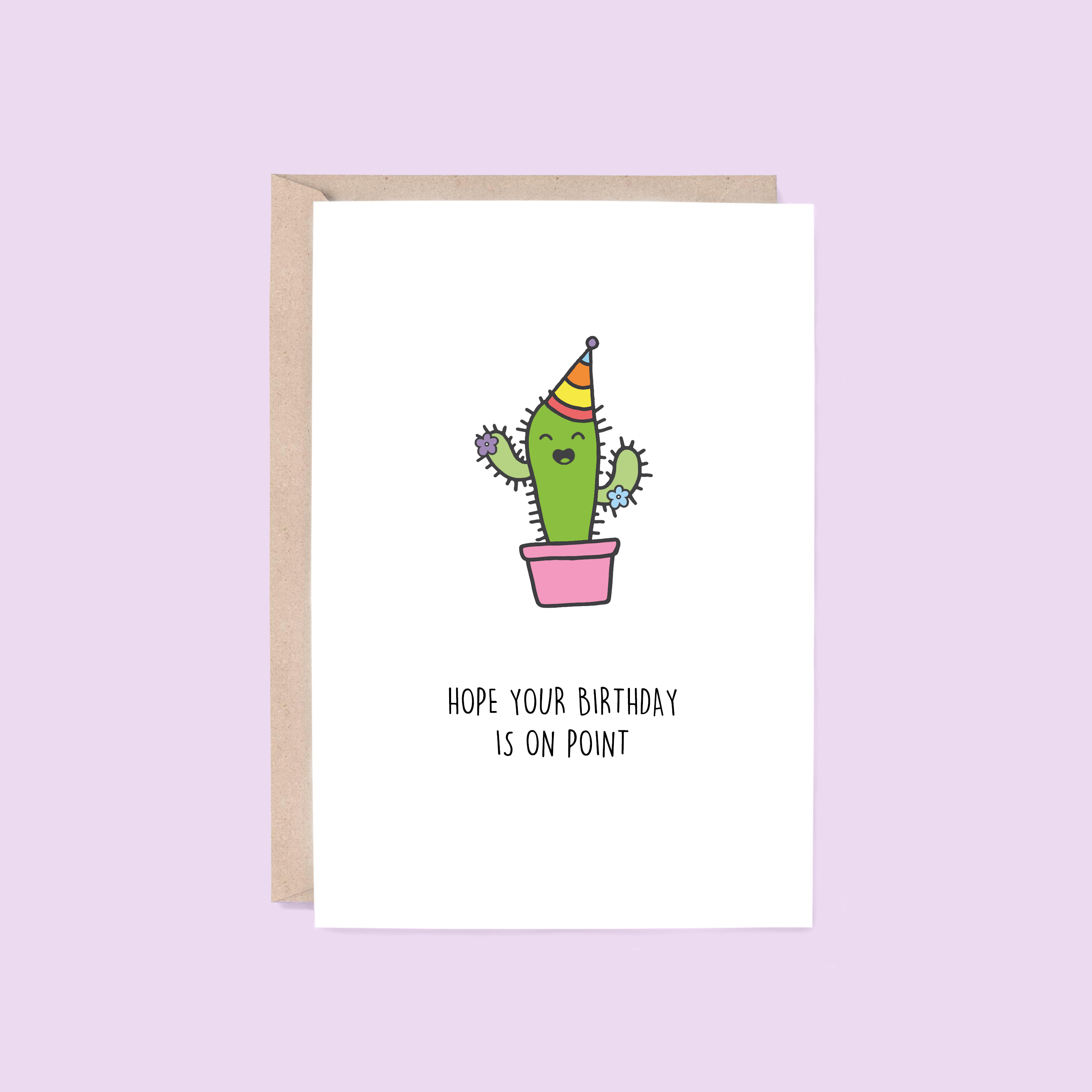 Birthday On Point Card | Cactus (Plant, Kids, Funny, Pun)