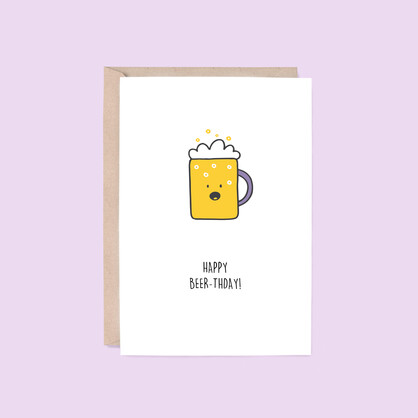 Happy Beer-thday Card | Beer (Birthday, Food, Adult, Funny)
