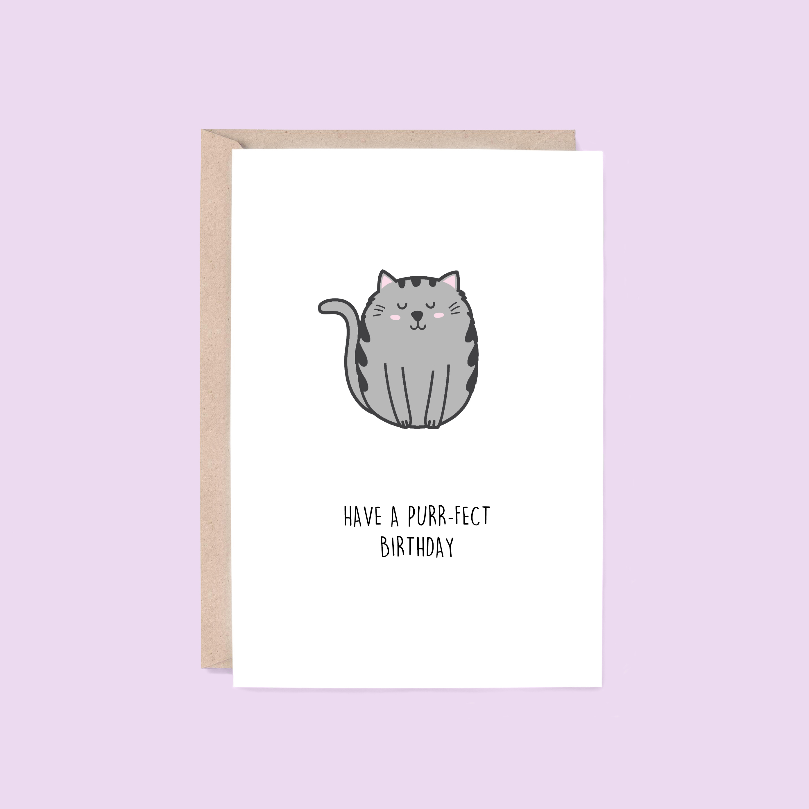 Purr-fect Birthday Card | Cat (Animal, Kids, Funny, Pun)