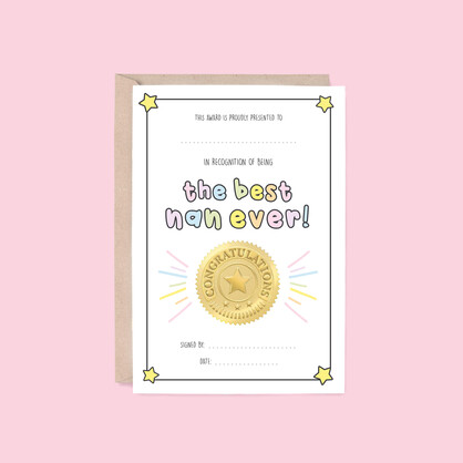 Best Nan Card | Award (Mother's Day, Birthday, Thank You)