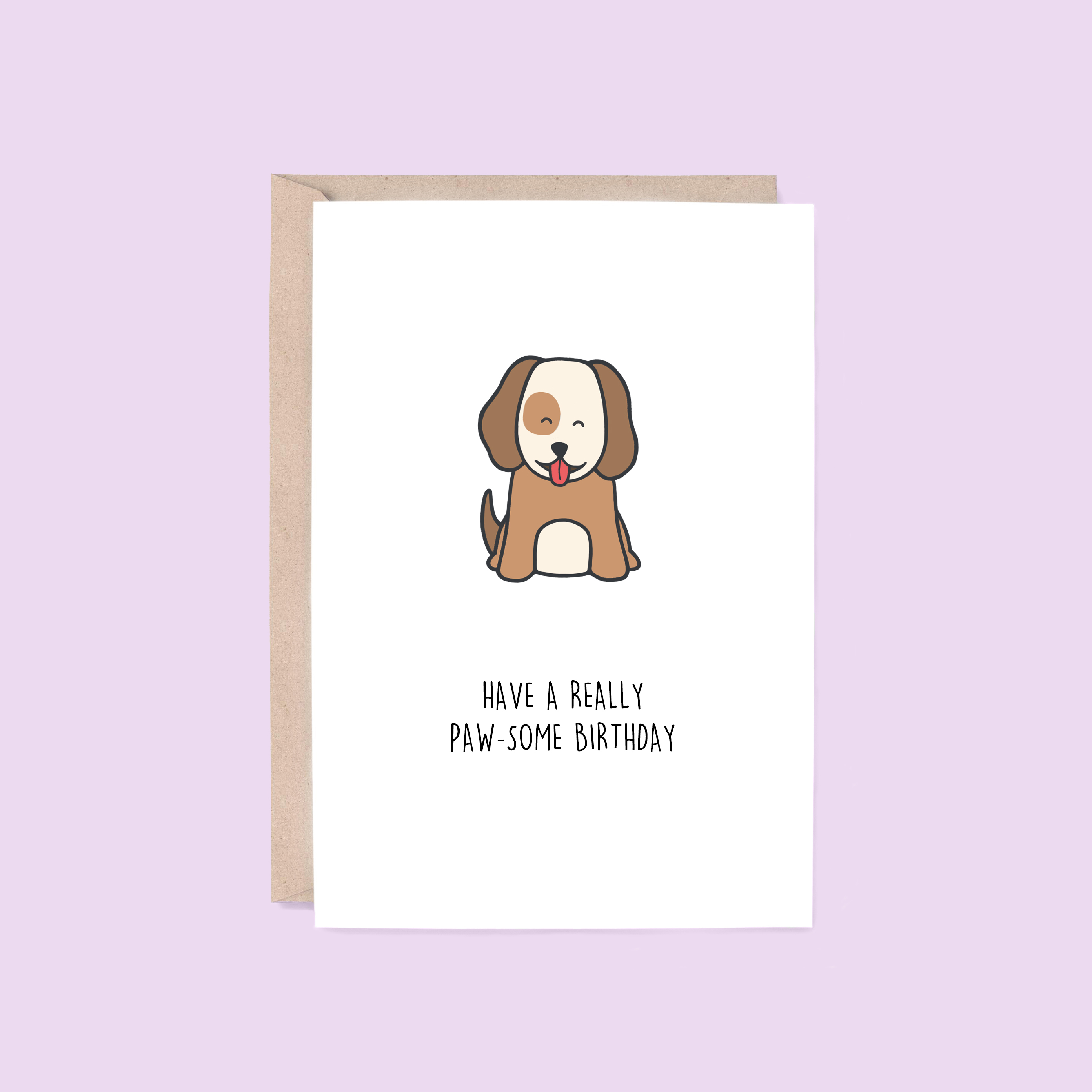 Paw-some Birthday Card | Dog (Animal, Kids, Funny, Pun)