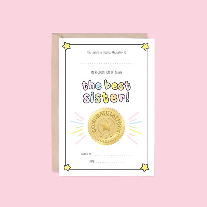 Best Sister Card | Award (Birthday, Thank You)