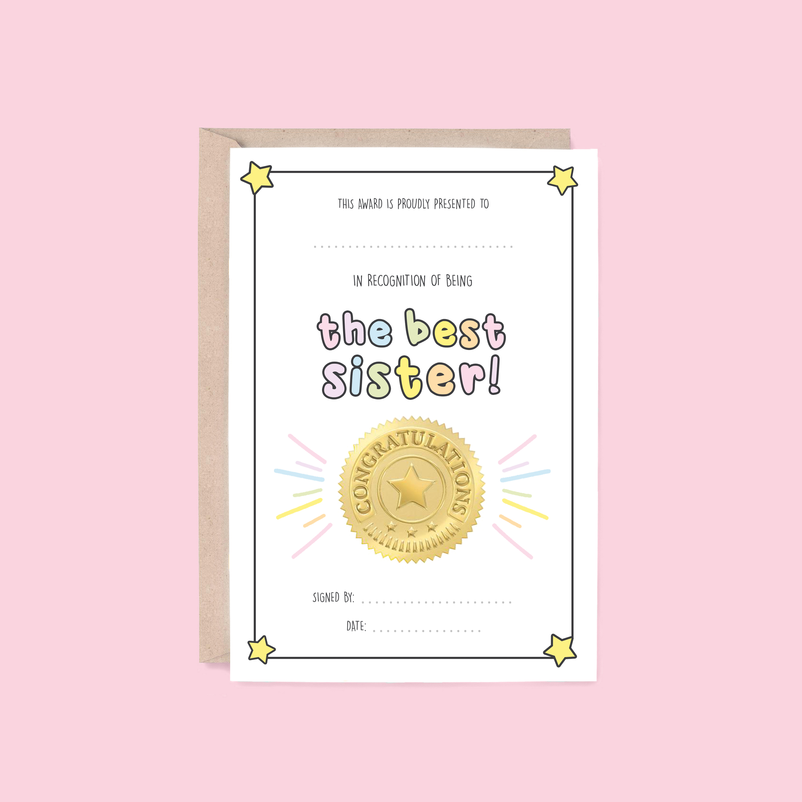Best Sister Card | Award (Birthday, Thank You)