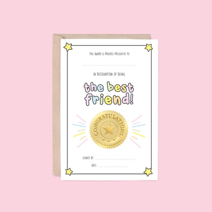 Best Friend Card | Award (Friendship, Birthday, Thank You)