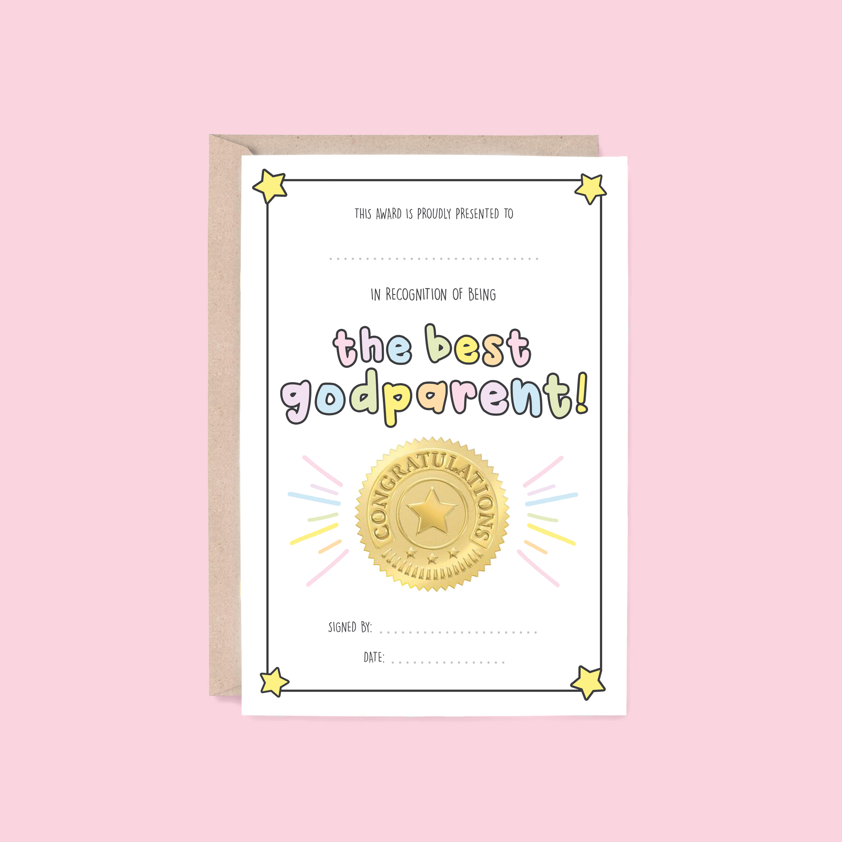 Best Godparent Card | Award (Baptism, Birthday, Thank You)