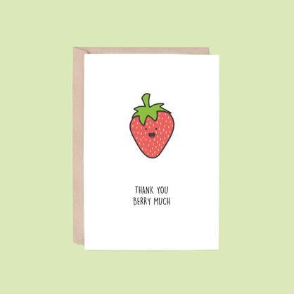 Thank You Berry Much Card | Strawberry (Teacher, Funny, Pun)
