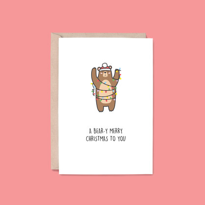 Bear-y Merry Christmas Card | Bear (Holiday, Animal, Funny)