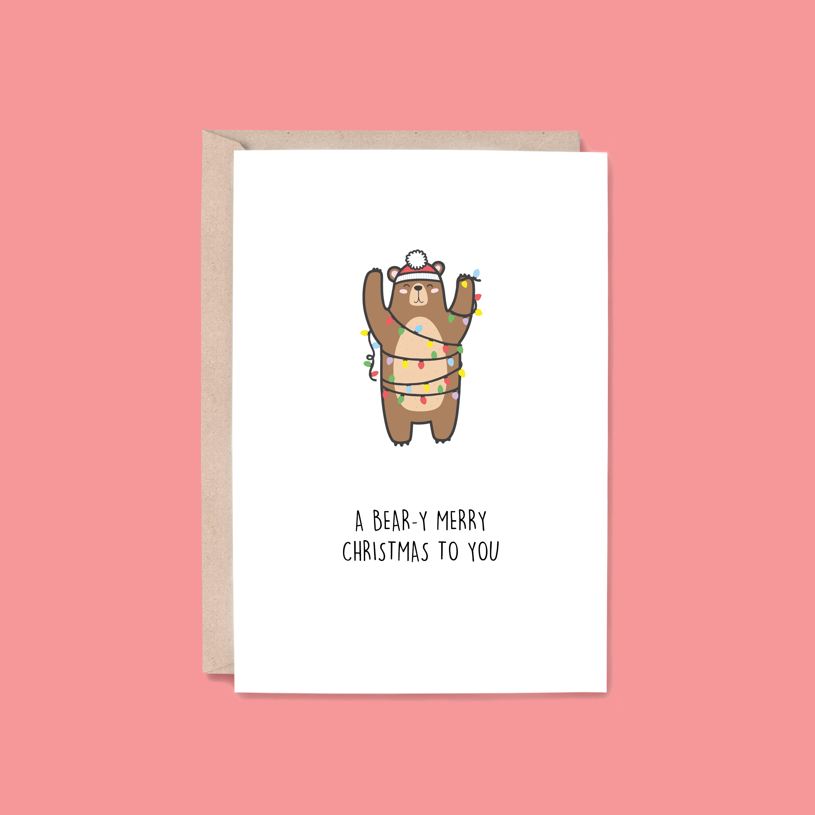 Bear-y Merry Christmas Card | Bear (Holiday, Animal, Funny)