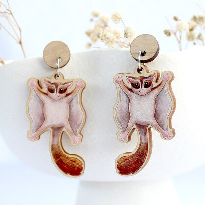 Sugar Glider wooden earrings
