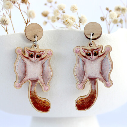 Sugar Glider wooden earrings