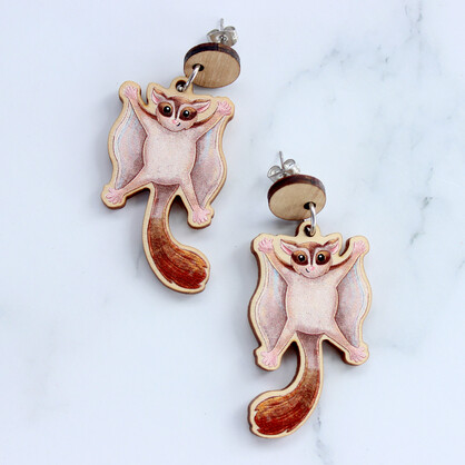 Sugar Glider wooden earrings