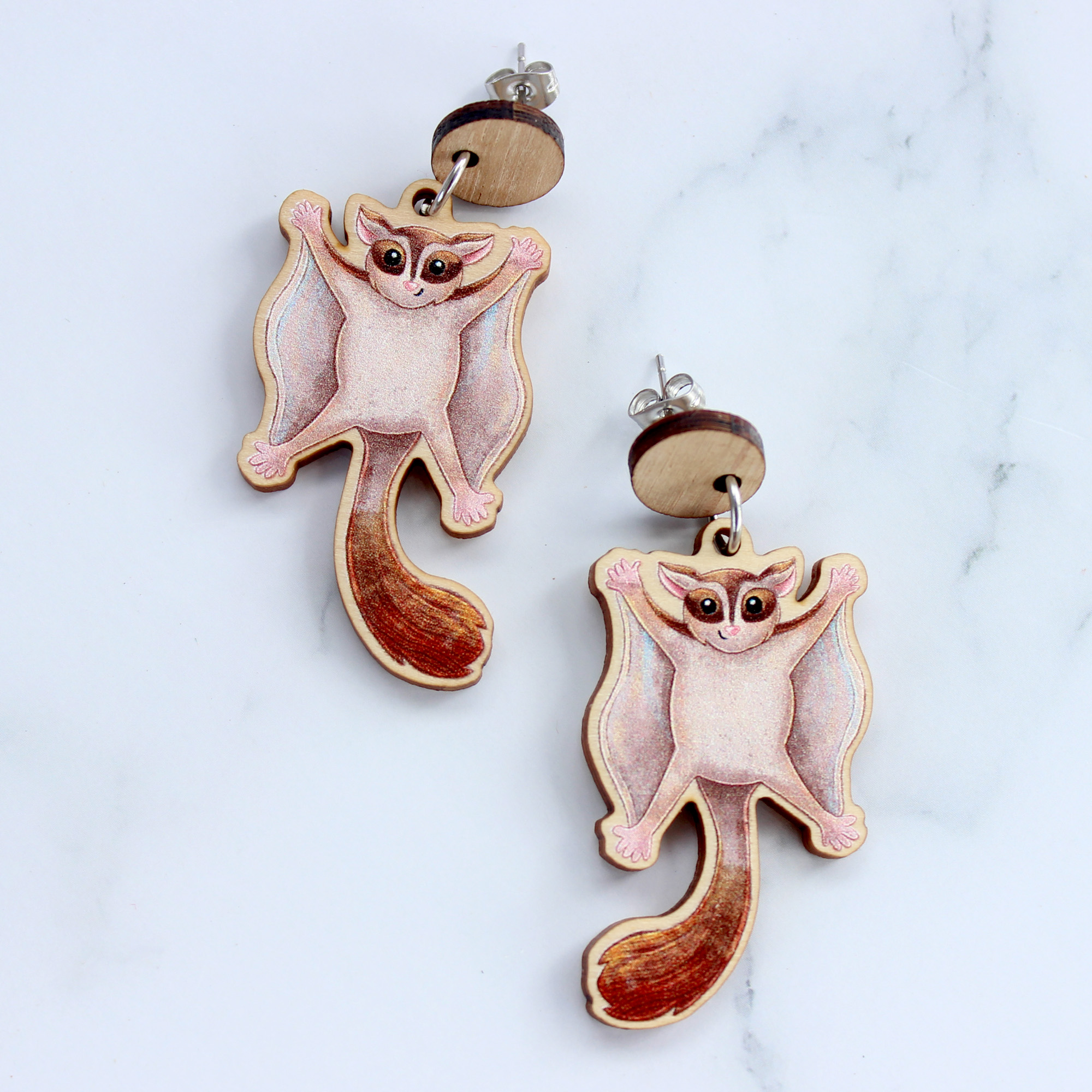 Sugar Glider wooden earrings
