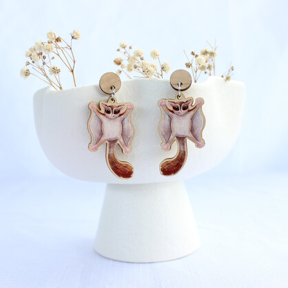 Sugar Glider wooden earrings