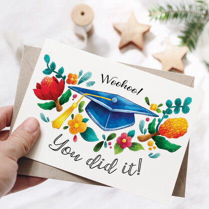 Woohoo you did it! Australian plants graduation card
