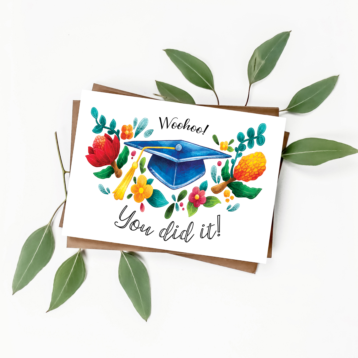 Woohoo you did it! Australian plants graduation card