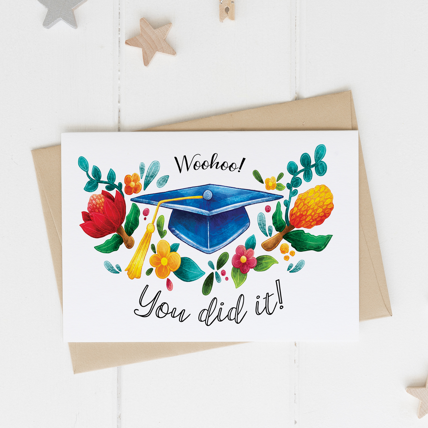 Woohoo you did it! Australian plants graduation card