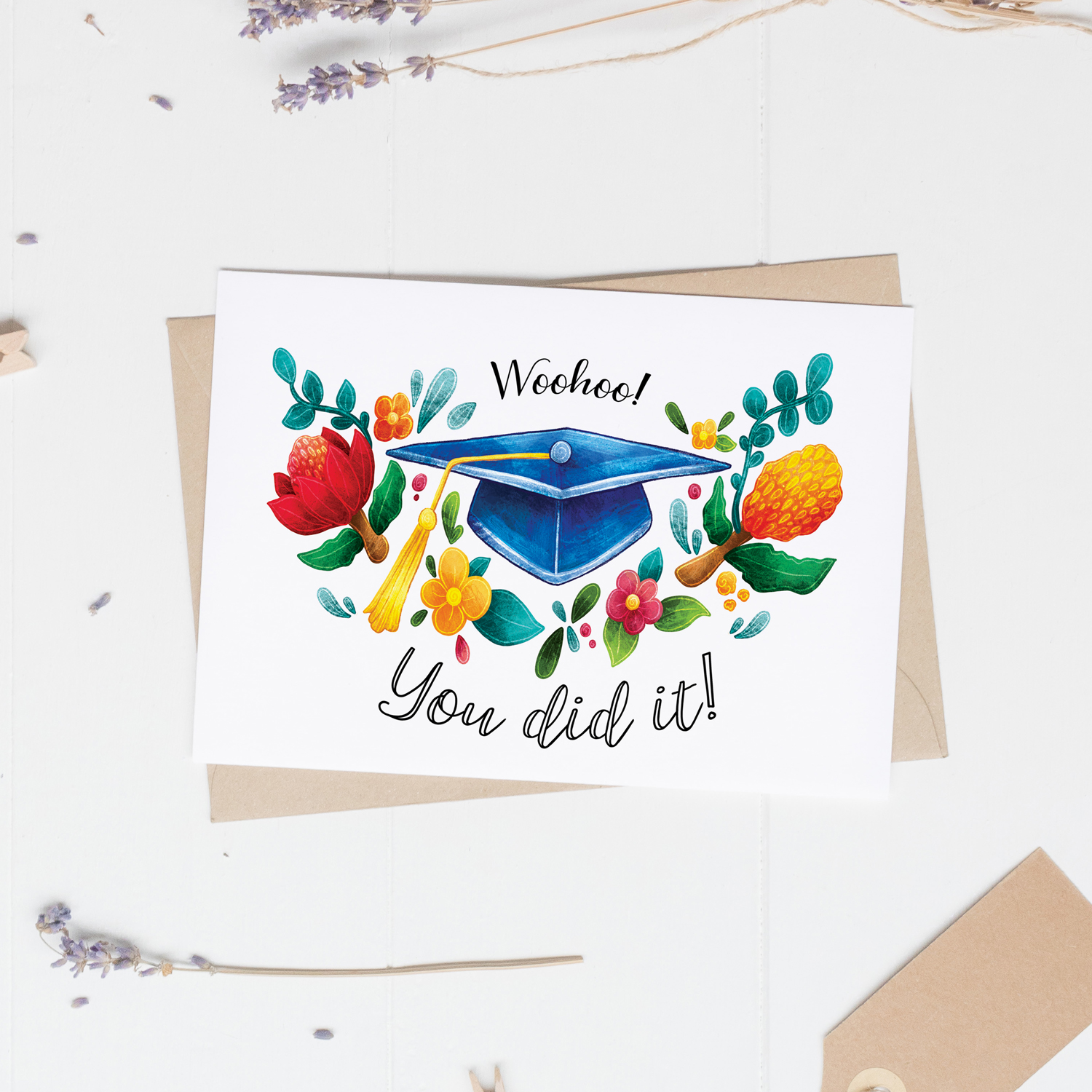 Woohoo you did it! Australian plants graduation card