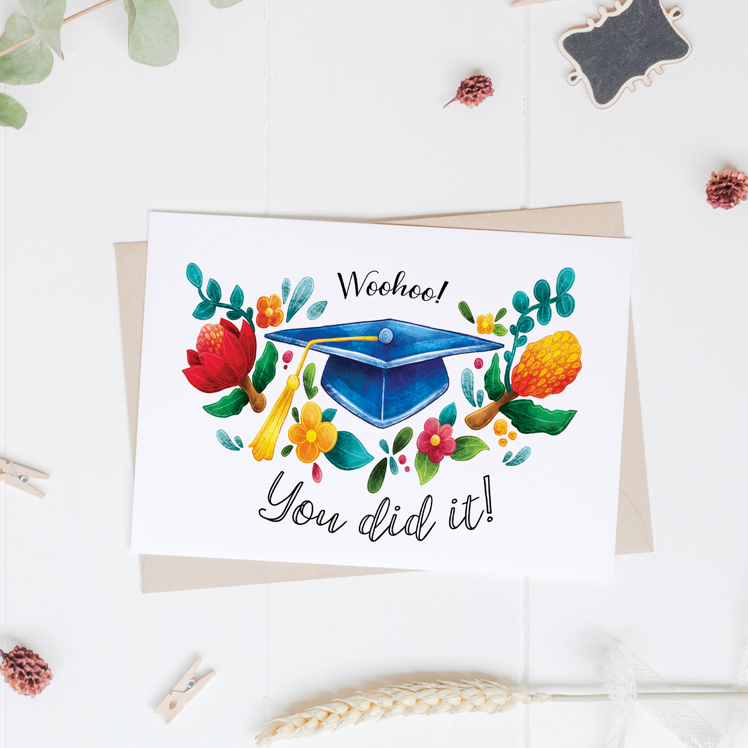 Woohoo you did it! Australian plants graduation card