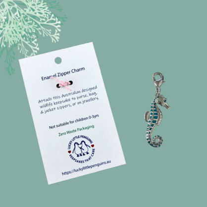 Seahorse Enamel Zipper Charm