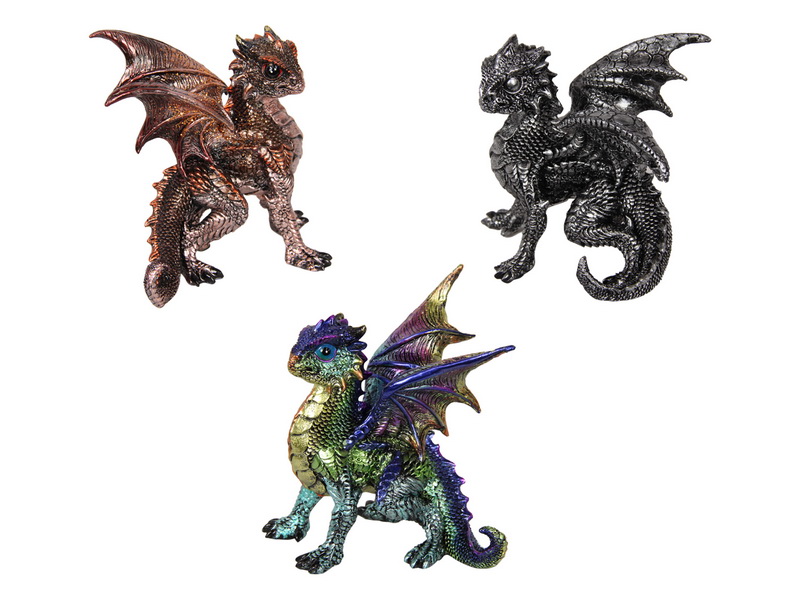 13cm Young Dragon in Defence Pose 3 Asstd