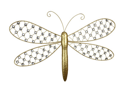 61cm Gold Dragonfly with Gems Wall Art