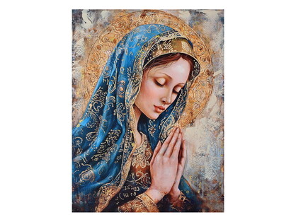 60x80cm Mother Mary Art Canvas with 80 Percent Paint & Glitter Touch Up