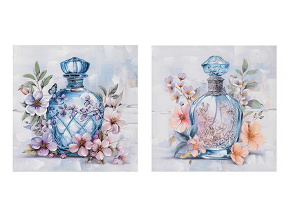 60x60cm Perfume Bottle Floral Art with 80 Percent Paint & Glitter Touch Up