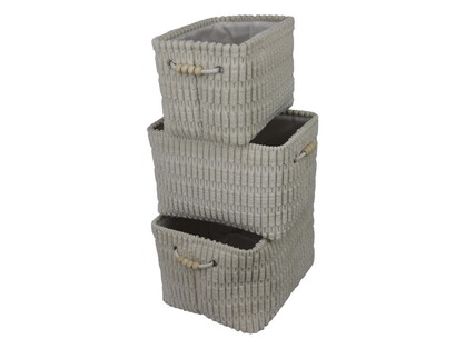 Set of 3 40x31cm Faux Fur Storage Basket