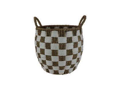 38x31cm Seagrass Decor Storage Basket Tan/White