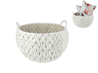 Set of 2 40cm White Rope Storage Basket with Handles