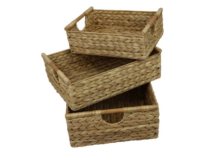 Set of 3 53x36cm Water Hyacinth Storage Basket