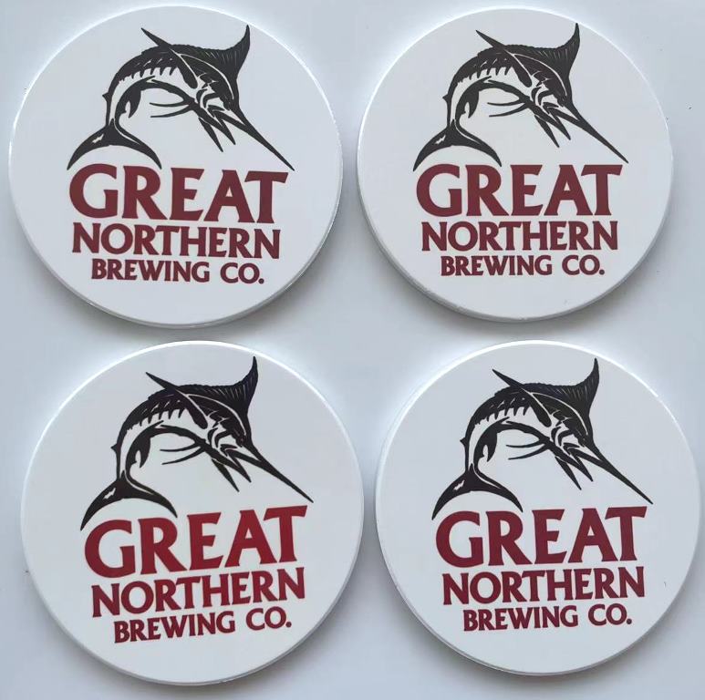 Coasters - Great Northern Ceramic With Cork Back  S/4 in PVC Packaging