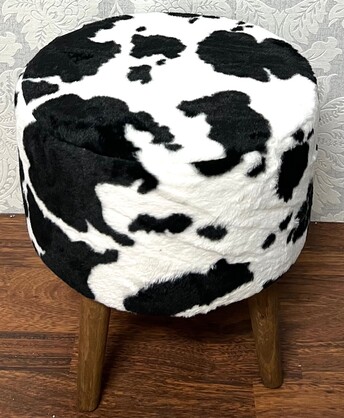 Stools - Stool Black Cowhide