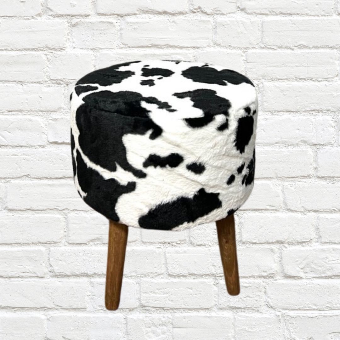Stools - Stool Black Cowhide