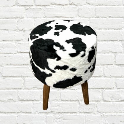 Stools - Stool Black Cowhide