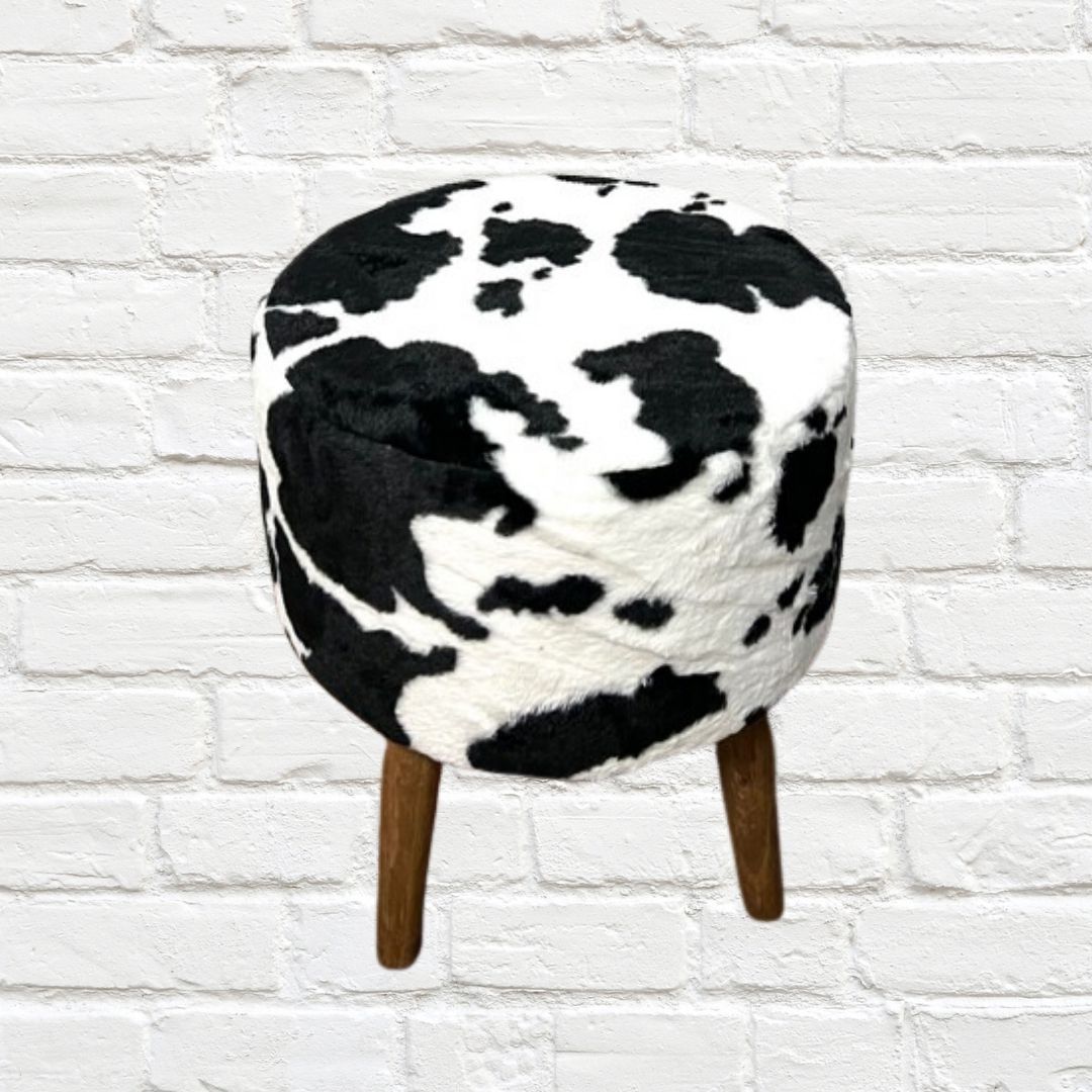 Stools - Stool Black Cowhide