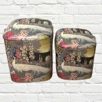 Storage Stools - White Peacock, Set of 2