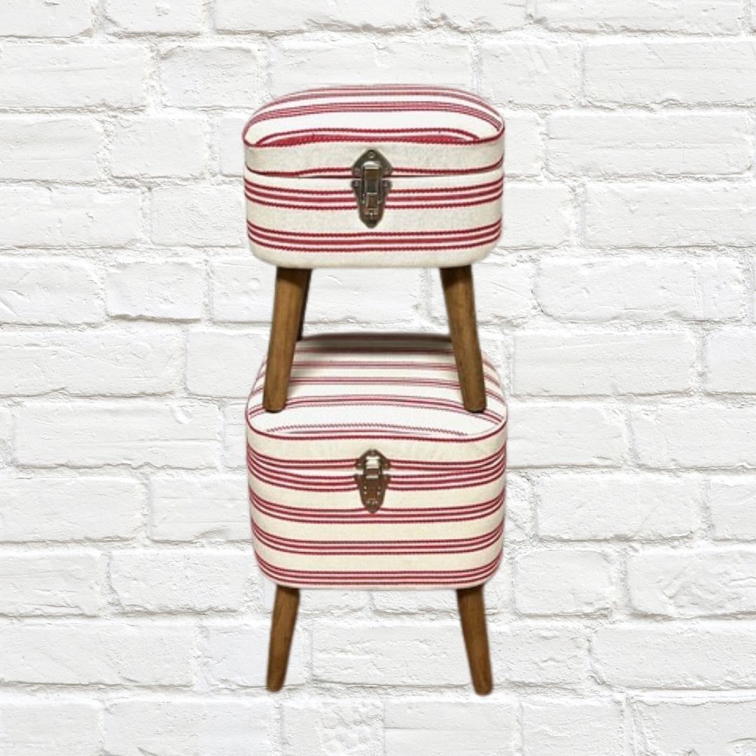 Storage Seats - Red Stripe, Set of 2